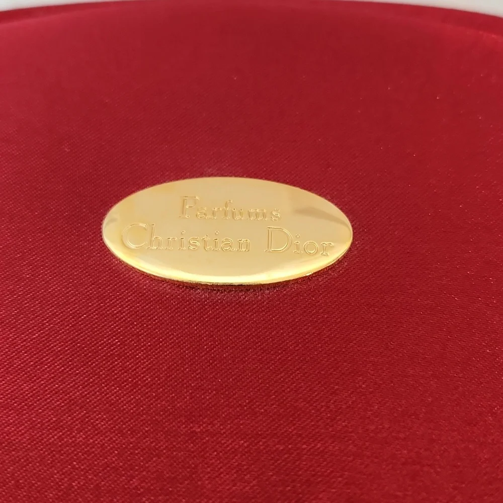 Christian Dior parfums small red satin cosmetic travel bag